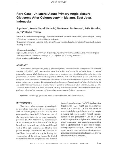 13. Rare Case Unilateral Acute Primary Angle closure Glaucoma After Colonoscopy in Malang, East Java, Indonesia-1