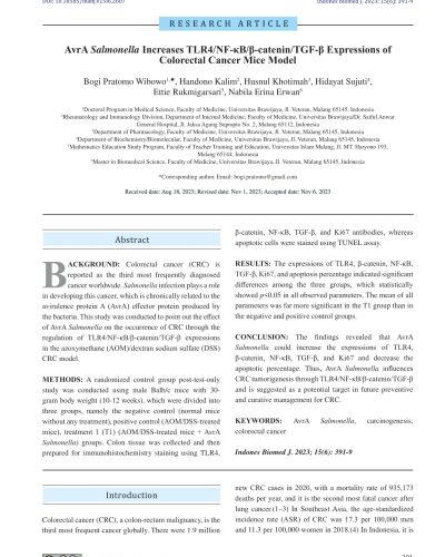 14. The Effect of Salmonella AvrA Infection on Colon Cancer An in-silico Study-1