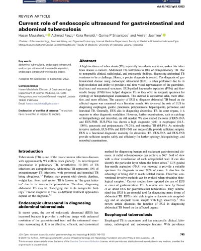 5. Current role of endoscopic ultrasound for gastrointestinal and abdominal tuberculosis-1